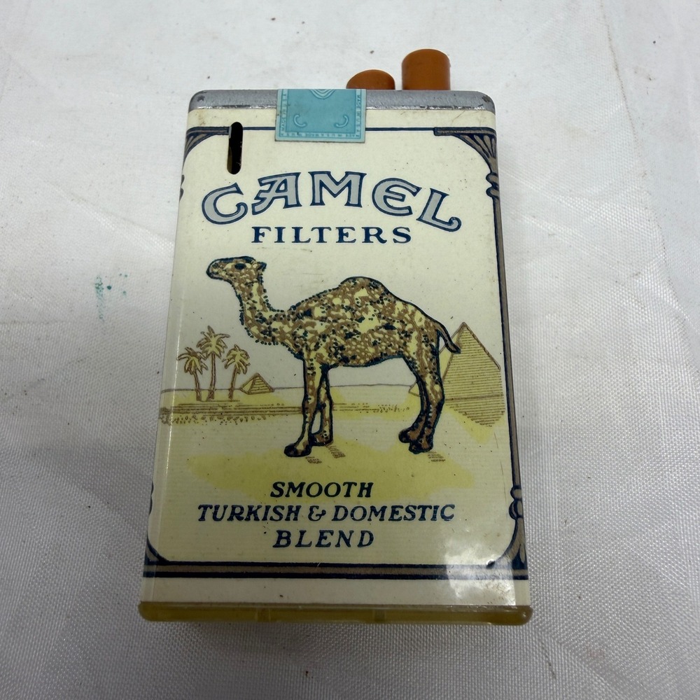 Vintage Camel Filters Cigarette Pack Flip Top Butane Lighter Joe Camel Retro
